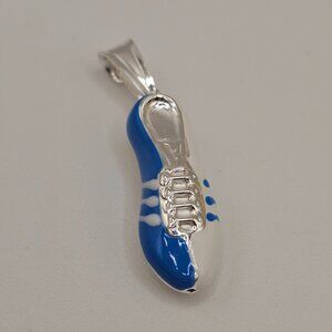 Sterling Silver 925 Light Blue and White Cleat Pendant